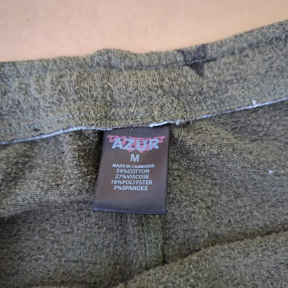 Azur Olive Green Star Print Lounge Shorts Athleisure Size M Casual